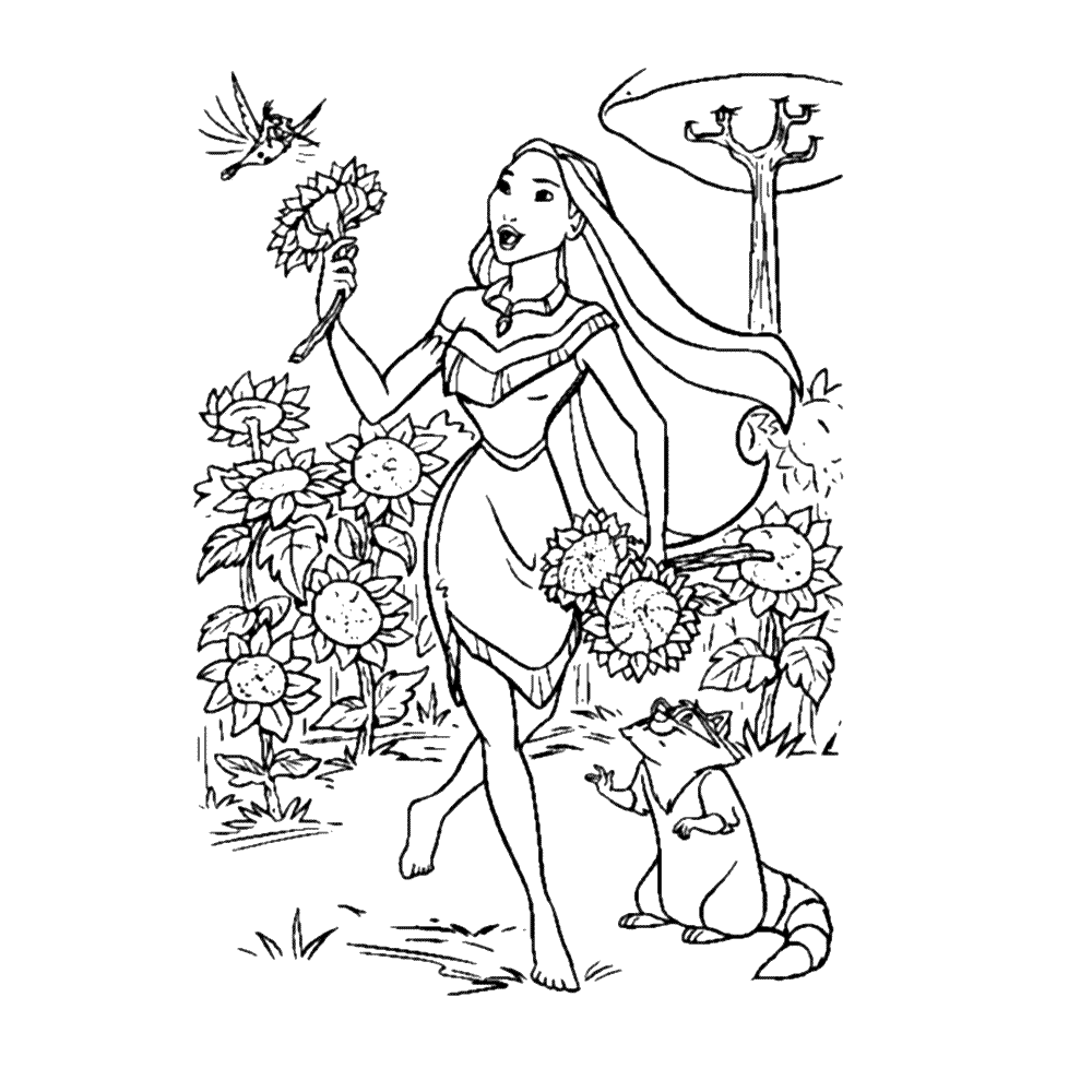 Plansa de colorat cu Pocahontas 27 20